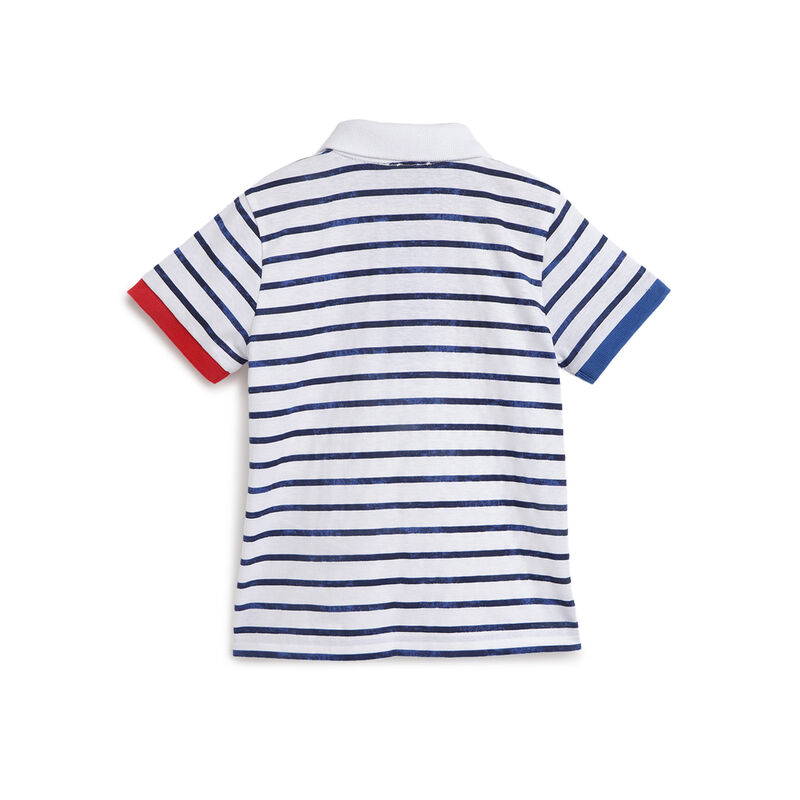 Boys White Typography Short Sleeve Polo image number 1